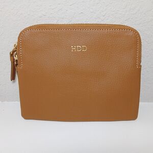 Mark & Graham Italy Leather Camel SOHO ZIPPER POUCH Handbag mono HDD #M2